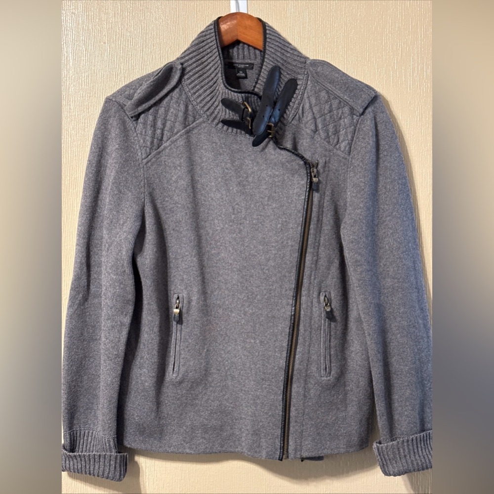 Ann Taylor Merino Wool blend knit Moto Jacket sz XL